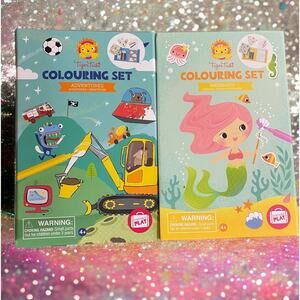 2pc lot Tiger Tribe Coloring Set Adventure & Mermaid Take Along Travel Art Kit